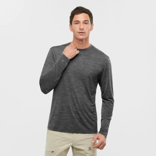 Pánské Tričko Salomon Outlife Merino Blend Long Sleeve Černé | CZ 58OPNKQ